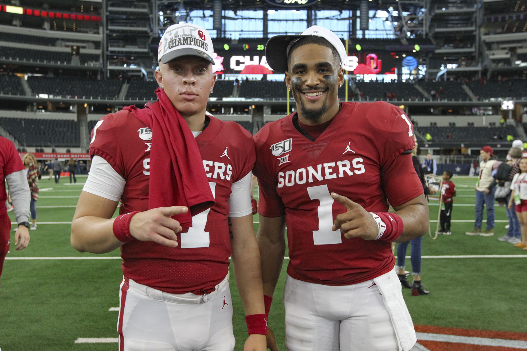 Spencer Rattler and Jalen Hurts